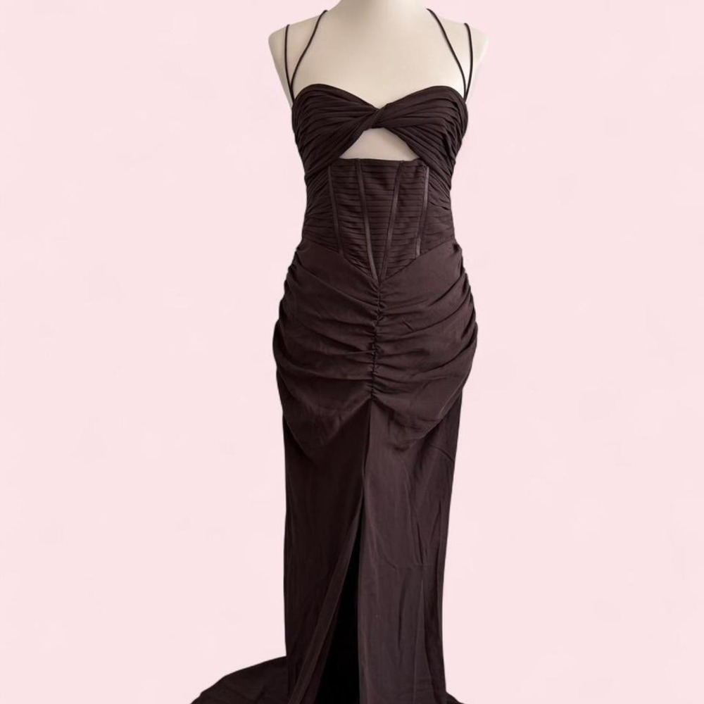 NWT ASOS Brown Bodycon Maxi Dress with Cut Out Detail Size 8